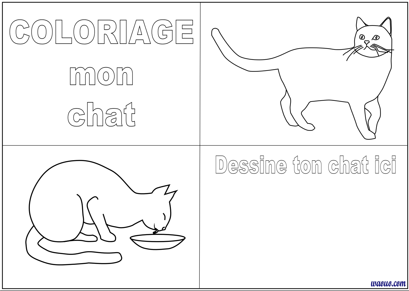 Colorie et dessine le chat